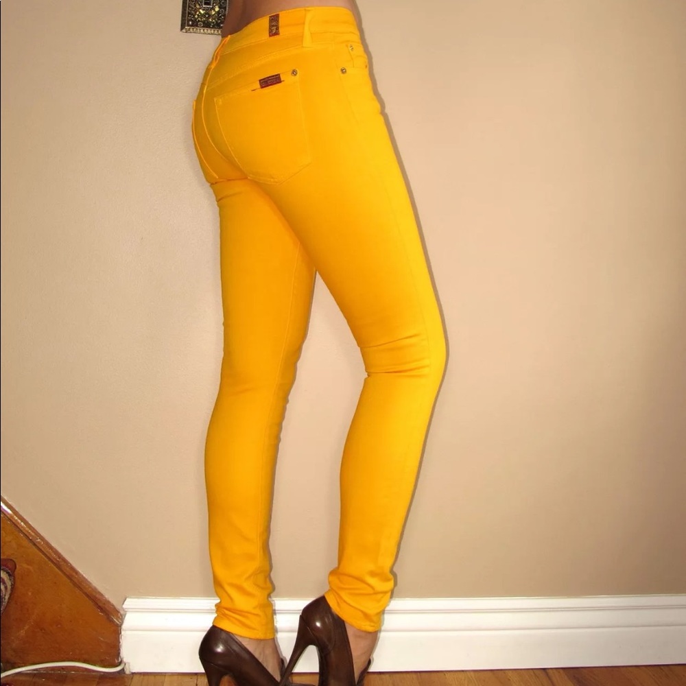 🆕 7 For All Mankind Yellow High Rise Skinny Jeans